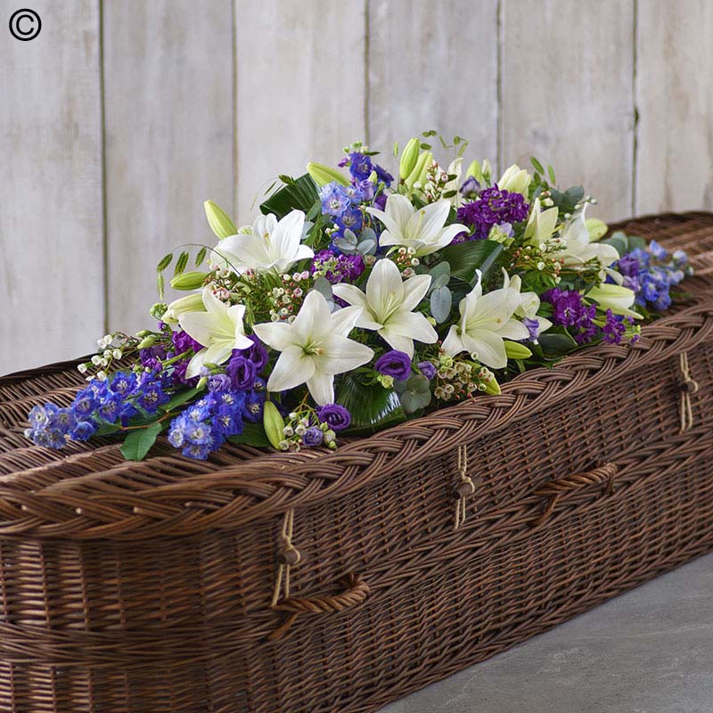 Blue and White Casket Spray