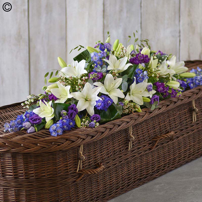 Blue and White Casket Spray