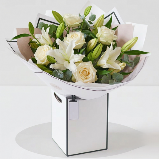 White Rose and Lily Bouquet