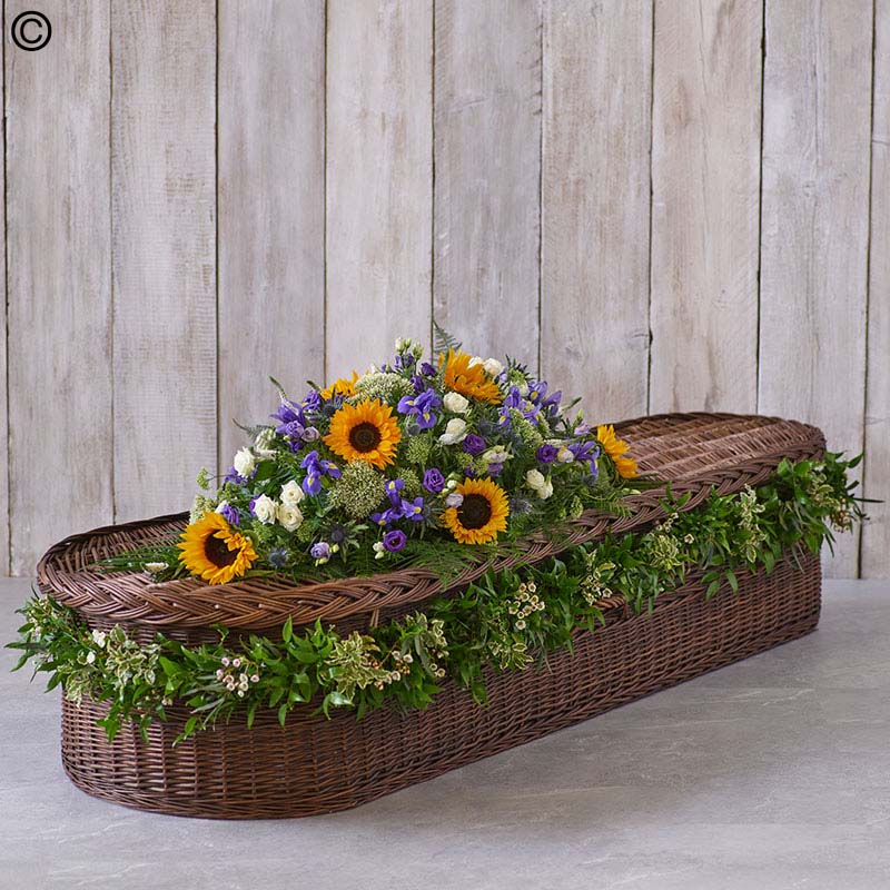 Sunflower Mix Casket Spray with Garland