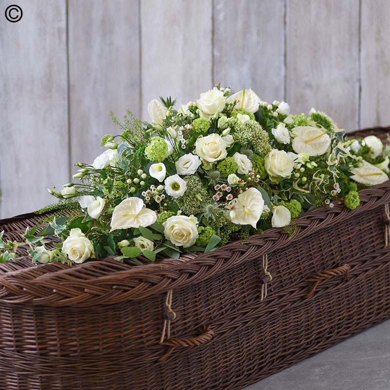 White and Green Casket Spray