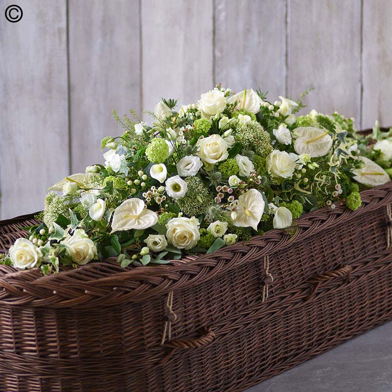 White and Green Casket Spray