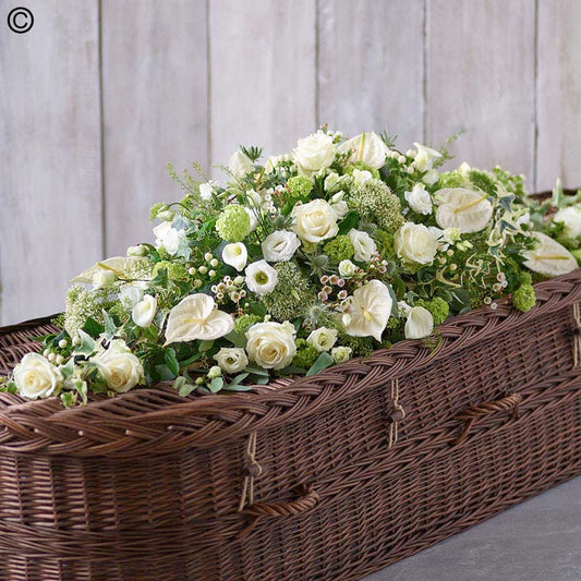 White and Green Casket Spray