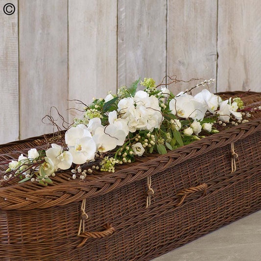 White and Green Eco-friendly Casket Tribute